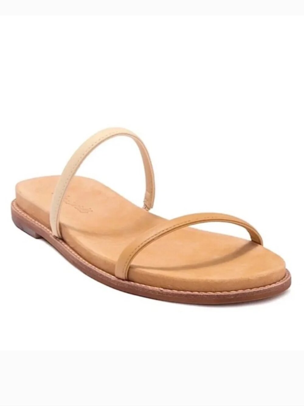 MADEWELL Paris Bare Slides Leather Slip On Minimalist Dual Straps Natural/White